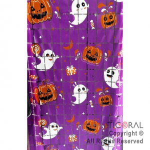 CORTINA CUADROS HALLOWEEN VIOLETA 2MT X 1MT x 1